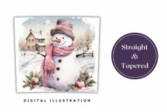Christmas Tumbler Design, Watercolor Snowman Tumbler Wrap Product Image 3