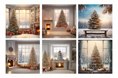 Christmas background, porch wreath on the door Product Image 3