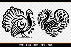 Turkey SVG, Outline Turkey Clipart, Thanksgiving SVG Designs Product Image 3