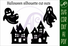 Halloween Silhouette shapes Ghost and haunted house Product Image 3