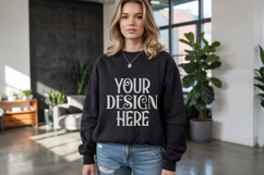 Black Gildan 18000 Sweatshirt Model Mockups, Sweatshirts Product Image 1