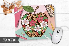 Leopard And Floral Apple Design Mouse Pad PNG Design Product Image 1