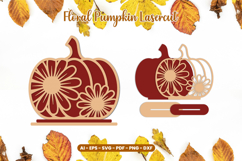 Autumn Floral Pumpkin Laser Cut SVG | Standing Fall Decor Product Image 1