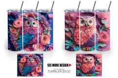 3D Flowers and Owl Tumbler Sublimation Wrap Product Image 5