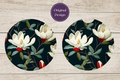 Magnolia Flowers Car Coasters, Flowers Sublimation Design Product Image 3