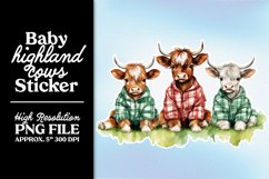 Baby Highland Cows PNG Christmas Stickers Product Image 10