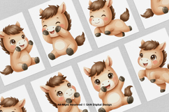 15 Bundle Watercolor Baby Horse Foal Pony Herd Stallion Product Image 3