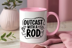 Outcast With A Rod Funny Fishing Quote Vector Illustration Product Image 3