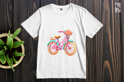 Cute Vintage Bicycle With Flower Basket Clipart PNG Product Image 3
