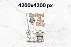 Hooked on Being Silly Goose PNG, Fishing Sublimation Design Product Image 2