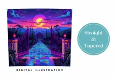 Sunset Tumbler Wrap Design, Neon Pink Tumbler Design Product Image 3