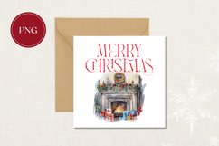 Watercolor Christmas Fireplace Clipart, Christmas Clipart Product Image 3