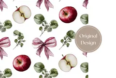 Red Apples Tumbler Wrap Design, Fruits Tumbler Template Product Image 3