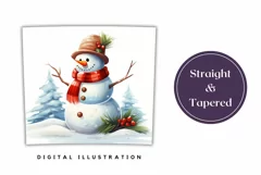 Christmas Tumbler Wrap Design, Watercolor Snowman Tumbler Product Image 3