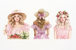 Pink Picnic Girl Clipart 15 PNG Summer Fashion Watercolor Product Image 3