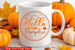 Hello Pumpkin Fall Round Sign SVG Product Image 3