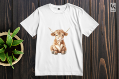 Cute Highland Cow Watercolor Clipart Sublimation PNG Product Image 2