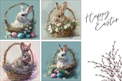 Easter Basket Pillow Design, Cartoon Easter Bunny Pillow Product Image 3