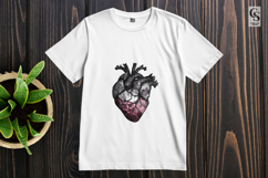 Dark Cracked Heart Watercolor Clipart Sublimation PNG Product Image 2