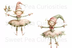 Christmas, Elfs, Ephemera, PNG, watercolor, Clipart Product Image 3