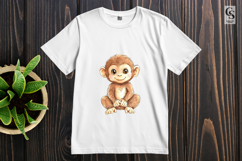 Cute Baby Monkey Watercolor Clipart Sublimation PNG Product Image 3