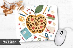 Whimsical Leopard Apple with Educational Tools Mouse Pad PNG Product Image 1