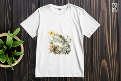 Watercolor Frog Floral Clipart Sublimation PNG Product Image 2