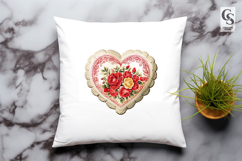 Vintage Floral Heart with Roses Clipart Sublimation PNG Product Image 3
