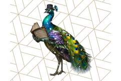 Peacock Christmas Clipart in Jewel Tones, Christmas Png Product Image 3