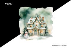 Green Snowman Clipart, Gold and Emerald Chistmas Clipart Product Image 1