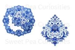 Blue Toile, Ephemera, PNG, Clipart, Junk Journal, flowers Product Image 3