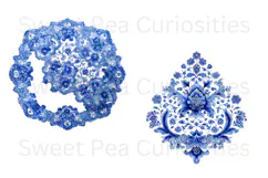 Blue Toile, Ephemera, PNG, Clipart, Junk Journal, flowers Product Image 3