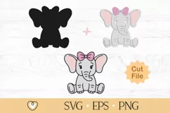 Baby Elephant svg, Cute Elephant Girl svg, Cut file, Png Product Image 3