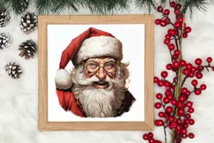 Watercolor Peeking Santa and Snowman Clipart, Christmas PNG Product Image 3