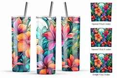 Tropical flower tumbler Stained glass tumbler wrap summer Product Image 3