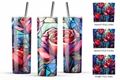 Roses tumbler wrap Stained Glass Png 20 Oz Sublimation Product Image 3