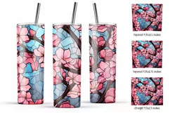 Cherry blossom skinny tumbler sublimation designs PNG Product Image 3