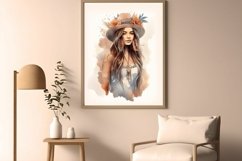 Digital set of 4 boho watercolor beautiful woman PNG Product Image 2
