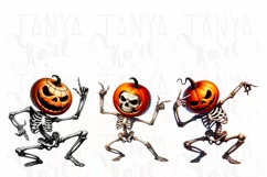 Dancing Skeletons & Pumpkin Head PNG, Spooky Halloween Decor Product Image 3
