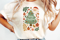 Vintage Merry Christmas Tree Sublimation, Christmas Png Product Image 3