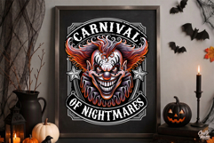 Carnival Of Nightmares Evil Clown Halloween Sign PNG Graphic Product Image 2
