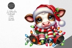 Christmas clipart, Christmas cow clipart, Cow clipart Product Image 1
