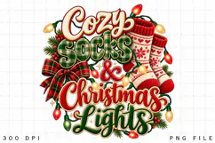 Cozy Socks & Christmas Lights Holiday Winter PNG Sublimation Product Image 3
