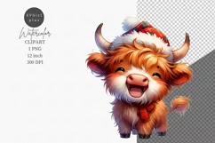 Highland calf clipart, Christmas clipart Product Image 1