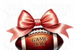 Game Day Coquette Bow PNG, Digital Download, Retro Football Product Image 3