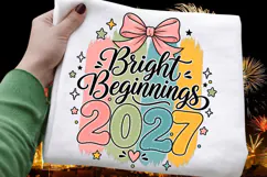 Bright Beginnings 2027 New Year Pastel PNG Sublimation Product Image 1