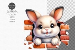Easter Bunny Smashed Wall 3D, Bunny clipart, Easter Product Image 1