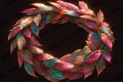 Glowing Metallic Wreath Illustration for Holiday Designs Product Image 1