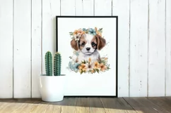 Cute Little Floral Puppy SVG, cute Puppy Clipart PNG Product Image 3