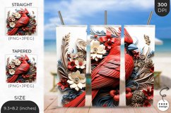 3D Cardinal Tumbler Wrap | 3D Bird Sublimation Wrap Design Product Image 1